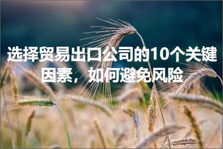 璺ㄥ鐢靛晢鐭ヨ瘑:閫夋嫨璐告槗鍑哄彛鍏徃鐨?0涓叧閿洜绱狅紝濡備綍閬垮厤椋庨櫓